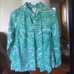 green paisley button down